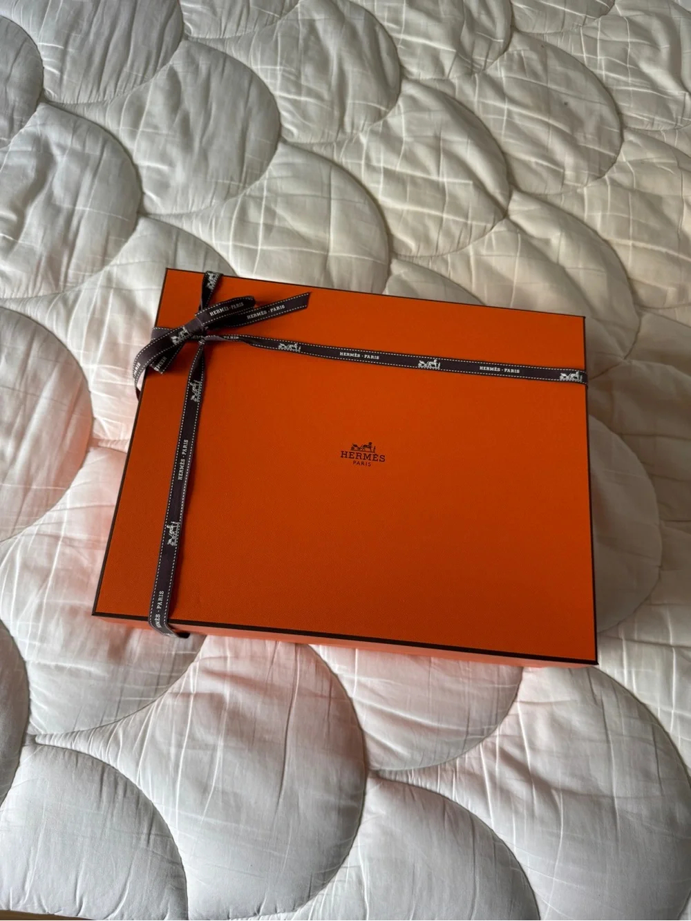 Hermes Orange Scarf Luxury Gift Box with Signature Ribbon